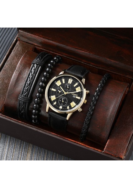 C2 (Izle + Bileklik) Set 4 Adet/takım Marka Izle Erkek Kuvars Izle ve Istiflenebilir Bilezik Hediye Seti (Yurt Dışından) modelleri