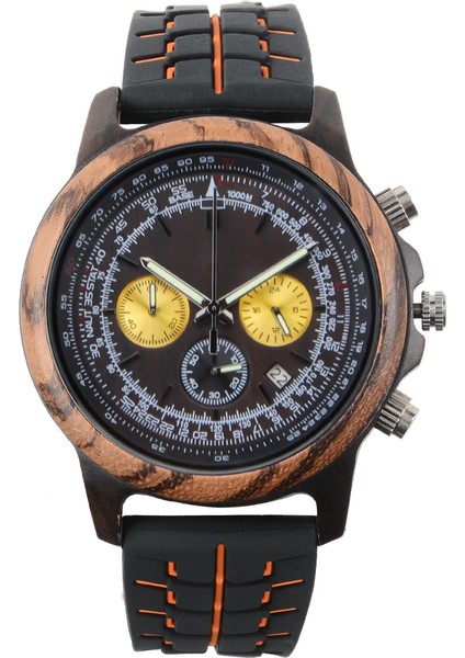 Abanoz Zebra D8119 Marka Kronograf Kuvars Izle Erkekler Erkekler Ahşap Izle, Günlük Su Geçirmez Kol Saati Kuvars Saat Çevre Dostu Ahşap Kol Saati (Yurt Dışından)