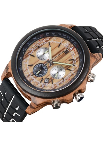 Abanoz Zebra D8119 Marka Kronograf Kuvars Izle Erkekler Erkekler Ahşap Izle, Günlük Su Geçirmez Kol Saati Kuvars Saat Çevre Dostu Ahşap Kol Saati (Yurt Dışından) fiyatları