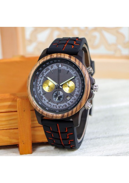 Abanoz Zebra D8119 Marka Kronograf Kuvars Izle Erkekler Erkekler Ahşap Izle, Günlük Su Geçirmez Kol Saati Kuvars Saat Çevre Dostu Ahşap Kol Saati (Yurt Dışından) modelleri