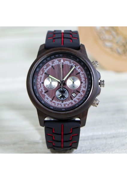 Abanoz Zebra D8119 Marka Kronograf Kuvars Izle Erkekler Erkekler Ahşap Izle, Günlük Su Geçirmez Kol Saati Kuvars Saat Çevre Dostu Ahşap Kol Saati (Yurt Dışından) fırsatları