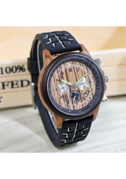 Abanoz Zebra D8119 Marka Kronograf Kuvars Izle Erkekler Erkekler Ahşap Izle, Günlük Su Geçirmez Kol Saati Kuvars Saat Çevre Dostu Ahşap Kol Saati (Yurt Dışından) indirimleri
