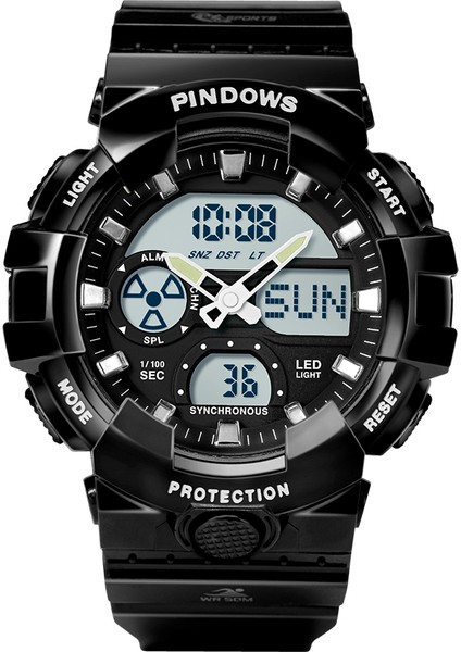 PDS-S9201-N1 Dijital Saat Pindows Yeni Tasarım Özel Logo Dijital 50 M Su Geçirmez Büyük Kasa Klasik Kronograf Erkek Spor Özel Çok Fonksiyonlu Saatler (Yurt Dışından)