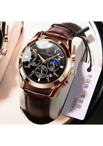 BDJ01700002 Resim Olarak Poedagar 816 Erkek Saatler Paslanmaz Çelik Moda Gül Altın Deri Kol Saati Su Geçirmez Aydınlık Kuvars Izle Relogio Masculino (Yurt Dışından) fırsatları