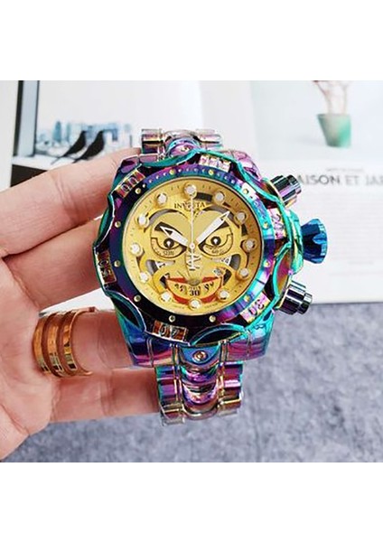 Yeşil Mor Beyaz Yüzey Yuvarlak 2022 Invic Reloj Moda Sıcak Satış Invic Izle Erkek Kuvars Palyaço Izle (Yurt Dışından) fırsatları