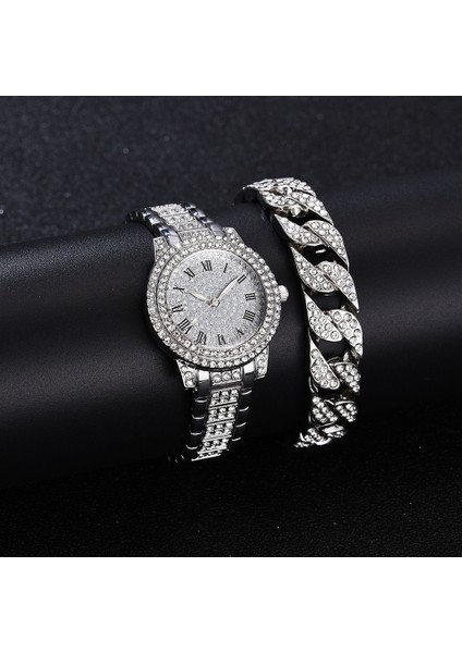 1 Kutu ile Lüks YUSA416 2 Adet Set Elmas Izle Bayan Roma Numaraları Quartz Saat Kadınlar Için Parlak Aksesuarlar Bilezik (Yurt Dışından)