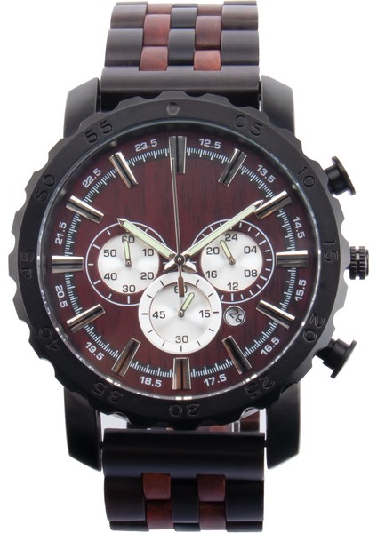 Shuangpin Tasarım Abanoz Zebra_-8 D8135 Yeni Erkek Kuvars Ahşap Izle Iş Çok Fonksiyonlu Aydınlık Kuvars Izle Büyük Kadran Ahşap Izle (Yurt Dışından)