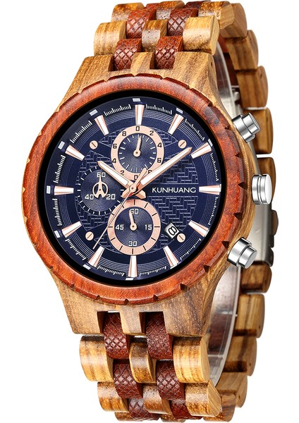 KUN1211 Kunhuang 1033 Kişiselleştirilmiş Erkek Kuvars Saatler Ahşap Kayış Chrono Lüks Ahşap Saat Özel Logo (Yurt Dışından) fiyatları