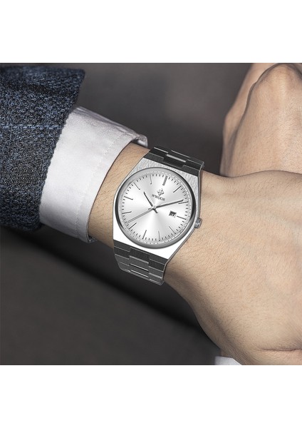 Gümüş Altın Wwoor S901WATCH Sıcak Satış Wwoor S901 Erkek Kol Saati Iş Yuvarlak Tarih Paslanmaz Çelik Saat Safir Kristal Kuvars Saatler (Yurt Dışından) modelleri