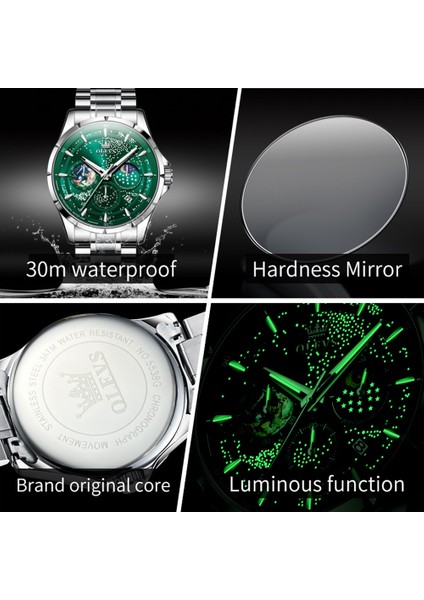 Çelik-Gümüş Mavi Kuvars Izle Oem Özel Logo Ay Lüks Faz Lüks Moda Çok Fonksiyonlu Reloj Su Geçirmez Kronograf Izle Erkekler Için Kuvars Saatler (Yurt Dışından) fırsatları