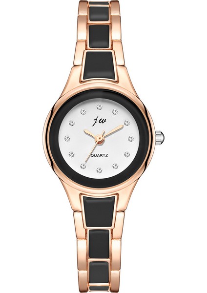 Rosegold Siyah Moda Moda Izle Kadınlar Için Bilezik Elbise Bayanlar Kol Saati Lüks Gül Altın Kuvars Izle Set Saat (Yurt Dışından)