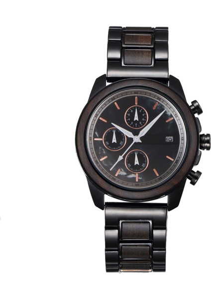 Siyah D8101 Ahşap Izle Erkekler Lüks Ahşap Saatler Erkekler Spor Takvim Saat Chronograph Kuvars Saatler (Yurt Dışından)
