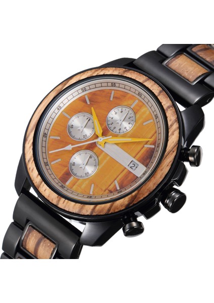 Siyah D8101 Ahşap Izle Erkekler Lüks Ahşap Saatler Erkekler Spor Takvim Saat Chronograph Kuvars Saatler (Yurt Dışından) fiyatları