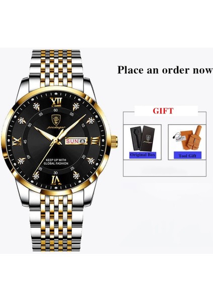 Erkekler-Rose Poedagar 836 Erkekler Izle Moda Iş Lüks Saat Takvimli Erkek Çelik Bant Spor Su Geçirmez Aydınlık Adam Kuvars Saatler (Yurt Dışından)