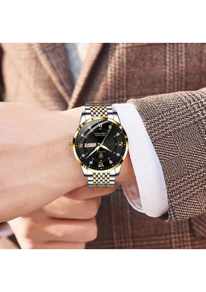 Erkekler-Rose Poedagar 836 Erkekler Izle Moda Iş Lüks Saat Takvimli Erkek Çelik Bant Spor Su Geçirmez Aydınlık Adam Kuvars Saatler (Yurt Dışından)