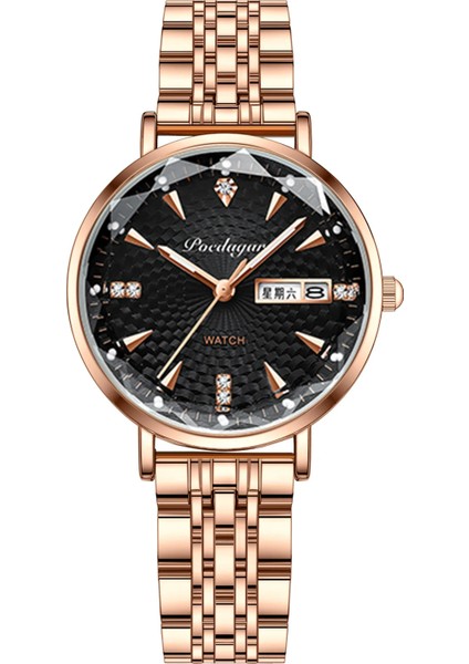 04 312 Poedagar 312 Kadın Izle Moda Iş Lüks Saat Takvim Çelik Bant Spor Su Geçirmez Aydınlık Bayan Kuvars Saatler (Yurt Dışından)