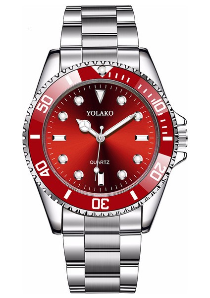 Kırmızı 10*10*10 Oem Tasarımcı Klasik Lüks Yok Takvim Çelik Bant Erkek Gündelik Saat Moda Trendi Izle (Yurt Dışından)