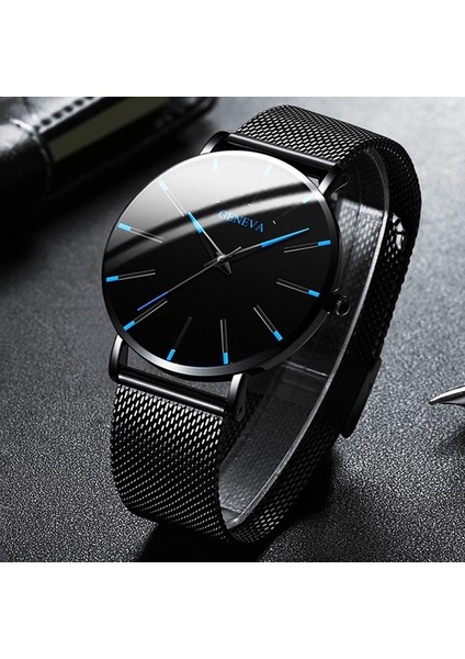 C7 Erkekler 2021 Minimalist Erkek Moda Ultra Ince Saatler Basit Erkekler Iş Paslanmaz Çelik Hasır Kemer Kuvars Izle Relogio (KWT2236) (Yurt Dışından)