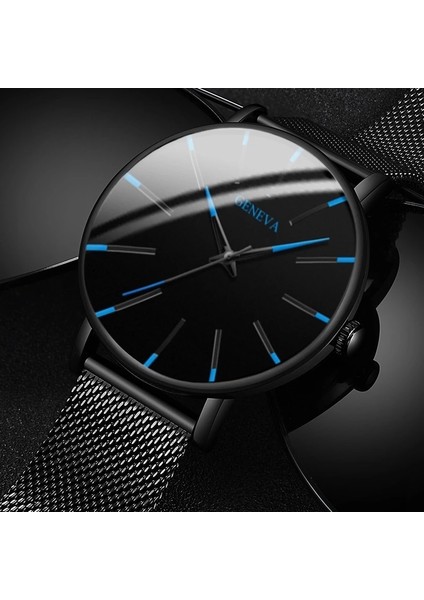C7 Erkekler 2021 Minimalist Erkek Moda Ultra Ince Saatler Basit Erkekler Iş Paslanmaz Çelik Hasır Kemer Kuvars Izle Relogio (KWT2236) (Yurt Dışından)