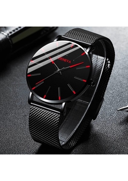 C7 Erkekler 2021 Minimalist Erkek Moda Ultra Ince Saatler Basit Erkekler Iş Paslanmaz Çelik Hasır Kemer Kuvars Izle Relogio (KWT2236) (Yurt Dışından)