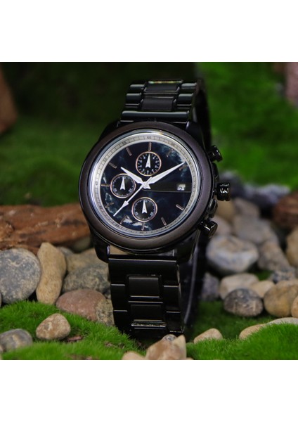 Mavi D8101 Ahşap Izle Erkekler Lüks Ahşap Saatler Erkekler Spor Takvim Saat Kronograf Kuvars Saatler (Yurt Dışından)