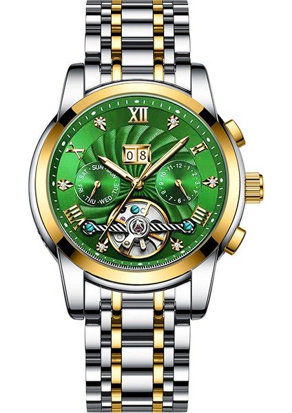 Stil 4 Mekanik Saat Özel Logo Moda Mekanik Saat Yeni Tasarım Tam Otomatik Mekanik Saat Çok Fonksiyonlu Erkek Bilek Saati (Yurt Dışından)