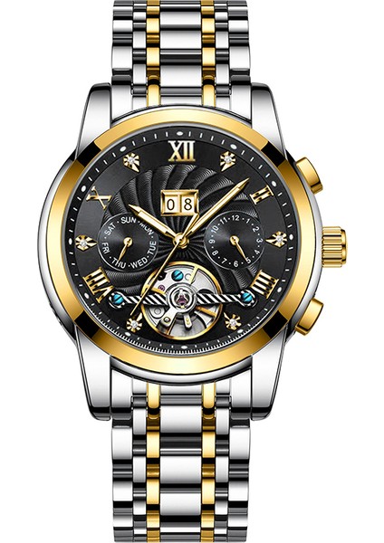 Stil 4 Mekanik Saat Özel Logo Moda Mekanik Saat Yeni Tasarım Tam Otomatik Mekanik Saat Çok Fonksiyonlu Erkek Bilek Saati (Yurt Dışından) modelleri