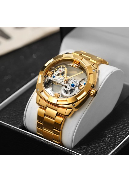 Erkek-Altın Resim Olarak Forsining GMT1165 Yeni Model Adam Otomatik Izle Mekanik Üst Paslanmaz Bant T-Kazanan Erkek Saat Kol Saatleri Relojes Hombre (Yurt Dışından)