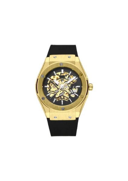 Resim Olarak Gül Altın Forsining 389 Izle Çok Fonksiyonlu Rahat Lüks Çelik Saat Kordonları Otomatik Mekanik Saatler Erkekler Bilek (Yurt Dışından)