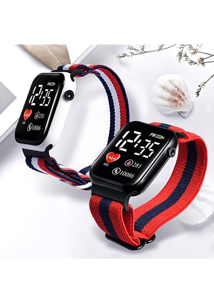 Stil 7 Dijital Saatler Yeni Renkli LED Küçük Kare Naylon Kayış Reloj Elastik Bant Spor Saat Çok Fonksiyonlu Su Geçirmez Elektronik Dijital Saat (Yurt Dışından) fiyatları