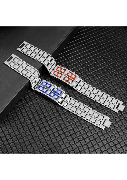 Stil 4 LED Ekran Elektronik Saat Yenilik Kırmızı Mavi LED Lava Dijital Kol Saati Kadın Erkek (Yurt Dışından) fiyatları