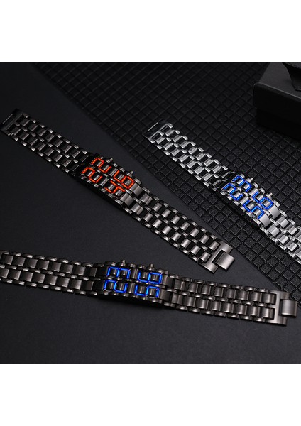 Stil 4 LED Ekran Elektronik Saat Yenilik Kırmızı Mavi LED Lava Dijital Kol Saati Kadın Erkek (Yurt Dışından) modelleri