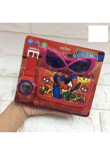 2-Spi Der-Man Karikatür Karikatür Prenses Çocuklar Dijital Saat Cüzdan Gözlük Doğum Günü Hediyesi Çocuklar Için Karikatür Izle Set Erkek Kız (Yurt Dışından)