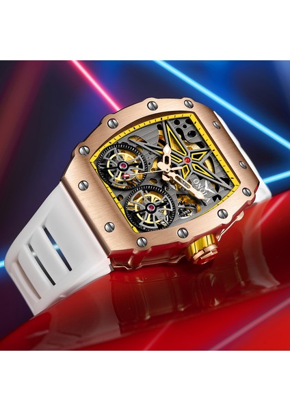 C1 Yeni Onola Izle 6829 Popüler Erkek Otomatik Mekanik Saat Içi Boş Kılıf Yaratıcı Namlu Şekli Rahat Spor Saat Erkekler Için (Yurt Dışından) fiyatları