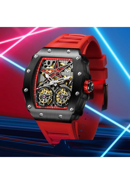 C1 Yeni Onola Izle 6829 Popüler Erkek Otomatik Mekanik Saat Içi Boş Kılıf Yaratıcı Namlu Şekli Rahat Spor Saat Erkekler Için (Yurt Dışından) modelleri