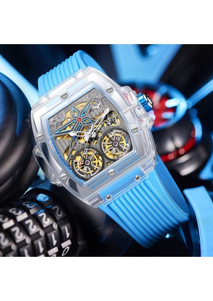 Beyaz Yeşil 1 Onola 6828 Lüks Saatler Erkekler Izle Mekanik Tourbillon Kol Saati 3 M Su Geçirmez Otomatik Saat (Yurt Dışından)