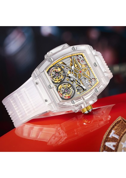 Beyaz Yeşil 1 Onola 6828 Lüks Saatler Erkekler Izle Mekanik Tourbillon Kol Saati 3 M Su Geçirmez Otomatik Saat (Yurt Dışından)
