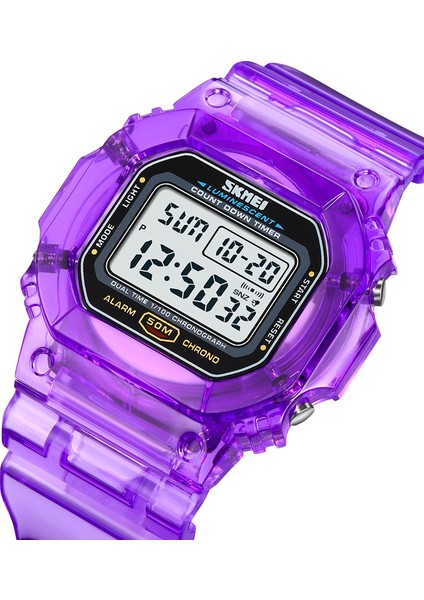 Mor Dijital Saat Skmei 1999 Özel Reloj De Hombre Le Işık Izle 50M Kol Saatleri Şeffaf Bantlı Erkekler Için LED Dijital Spor Saatleri (Yurt Dışından) fırsatları