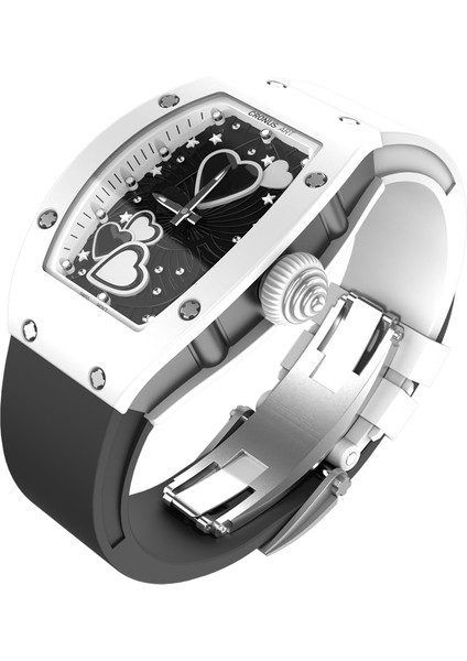 Beyaz Seramik Kasa Lüks Erkek Otomatik Mekanik Saatler Richard Seramik Izle Vaka Safir Ayna 50 M Su Geçirmez Izle (Yurt Dışından)