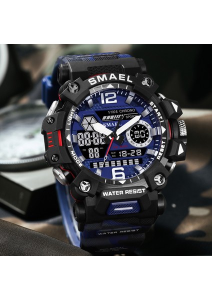 Haki Smael 8072MC Elektronik Saat Relojes Hombre Alaşım Kasa Dijital Saat Su Geçirmez Kuvars Reloj Dijital (Yurt Dışından) fiyatları