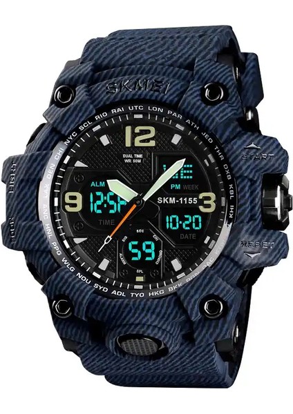 Stil 5 Skmei 1155B Atletik Saatler Sıcak Reçel Tangan Skmei 1155B Analog Dijital Saat Kamuflaj Yeşil Spor Erkek Kol Saati (Yurt Dışından)
