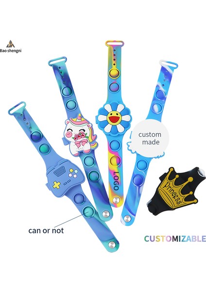 Stil 9 Moda/kombine Ürün Özel Logo Çocuklar Fidget Pop Bileklik Bilek Saatler Dijital Saat Hayvan Silikon Unicorn Izle (Yurt Dışından)