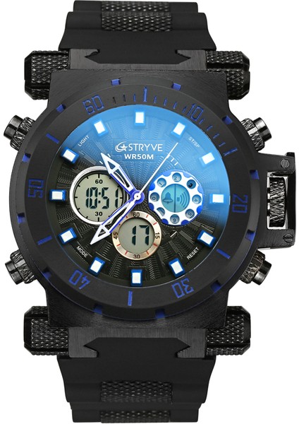 Siyah Dijital Stryve S8015 Erkek Rahat Spor Dijital Saat Erkek Saatler Üst Marka Lüks Kuvars 5ATM Su Geçirmez Izle Bilek Erkek Saat (Yurt Dışından)
