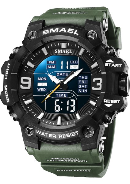 Renkli Kırmızı Yeşil Çift Ekran Yeni Varış Smael 8049 Reloj Spor Saat Su Geçirmez Erkekler Dijital Saat Erkek Reçel Tangan Dijital Saatler (Yurt Dışından)