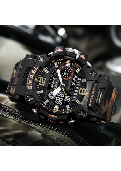 Ordu Yeşil Smael 8072MC Elektronik Saat Relojes Hombre Alaşım Kasa Dijital Saat Su Geçirmez Kuvars Reloj Dijital (Yurt Dışından) indirimleri