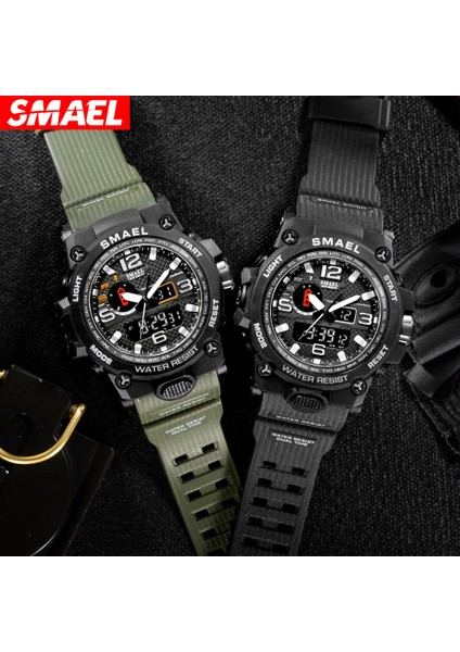 Altın Smael 1545D Çift Zamanlı Dijital Saat Erkekler Için Moda Spor Saatler Su Geçirmez Kronograf Elektronik Kol Saati Otomatik Tarih Alarmı (Yurt Dışından)