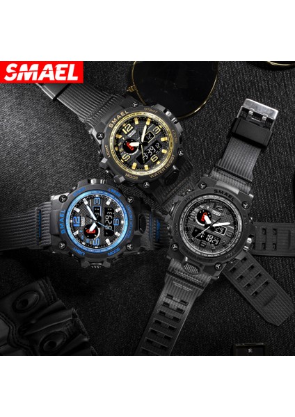 Altın Smael 1545D Çift Zamanlı Dijital Saat Erkekler Için Moda Spor Saatler Su Geçirmez Kronograf Elektronik Kol Saati Otomatik Tarih Alarmı (Yurt Dışından)