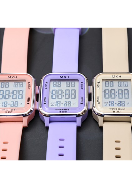 Pembe 9001 Su Geçirmez 50BAR Unisex Spor LED Izle Açık Dijital Su Geçirmez Bilek Izle Erkek Kız Için Akrilik Reçine Kauçuk Dikdörtgen 9 mm (Yurt Dışından)