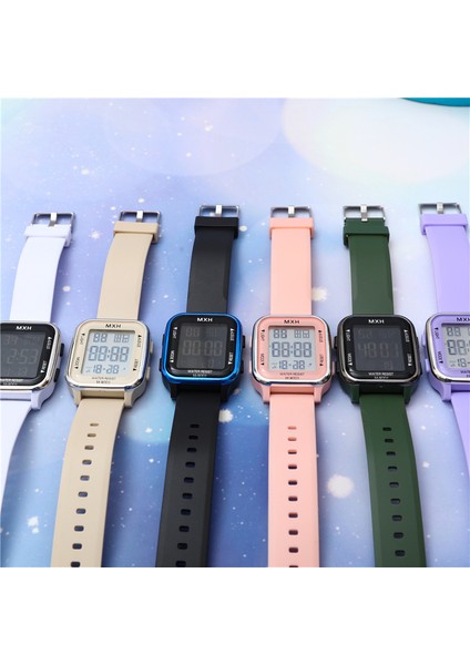 Pembe 9001 Su Geçirmez 50BAR Unisex Spor LED Izle Açık Dijital Su Geçirmez Bilek Izle Erkek Kız Için Akrilik Reçine Kauçuk Dikdörtgen 9 mm (Yurt Dışından)