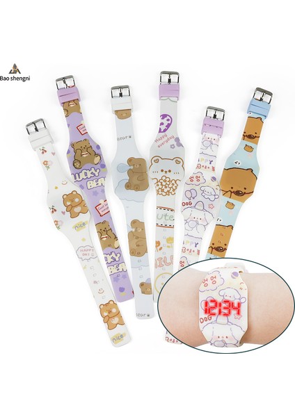 Stil 2 Karikatür/spor Promosyon Hediye Renkli Baskı Çocuklar Diy Boyama LED Dijital Çocuk Izle Silikon Yumuşak Bilezik Izle (Yurt Dışından) fiyatları